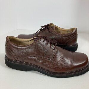 Mens Clarks Pebbled Leather Oxford‎ Lace Brown Dress Shoes 12M